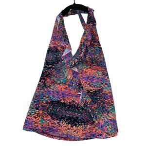 Love Her Assets Sara Blakely Halter Tankini Swim Top Small Abstract Print